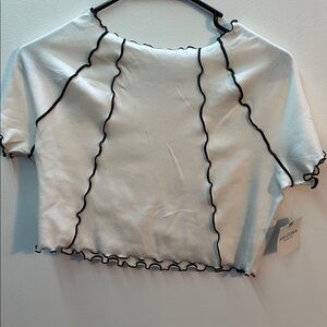 Arizona Jean Company White Ruffle Trim Women's Top